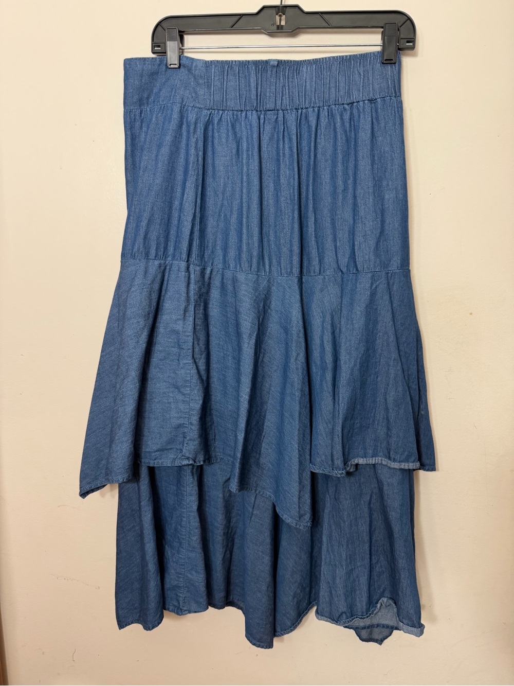 CeCe Blue Tiered High-Low Denim Skirt